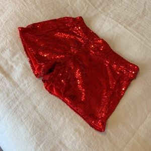 festive sequin shorts